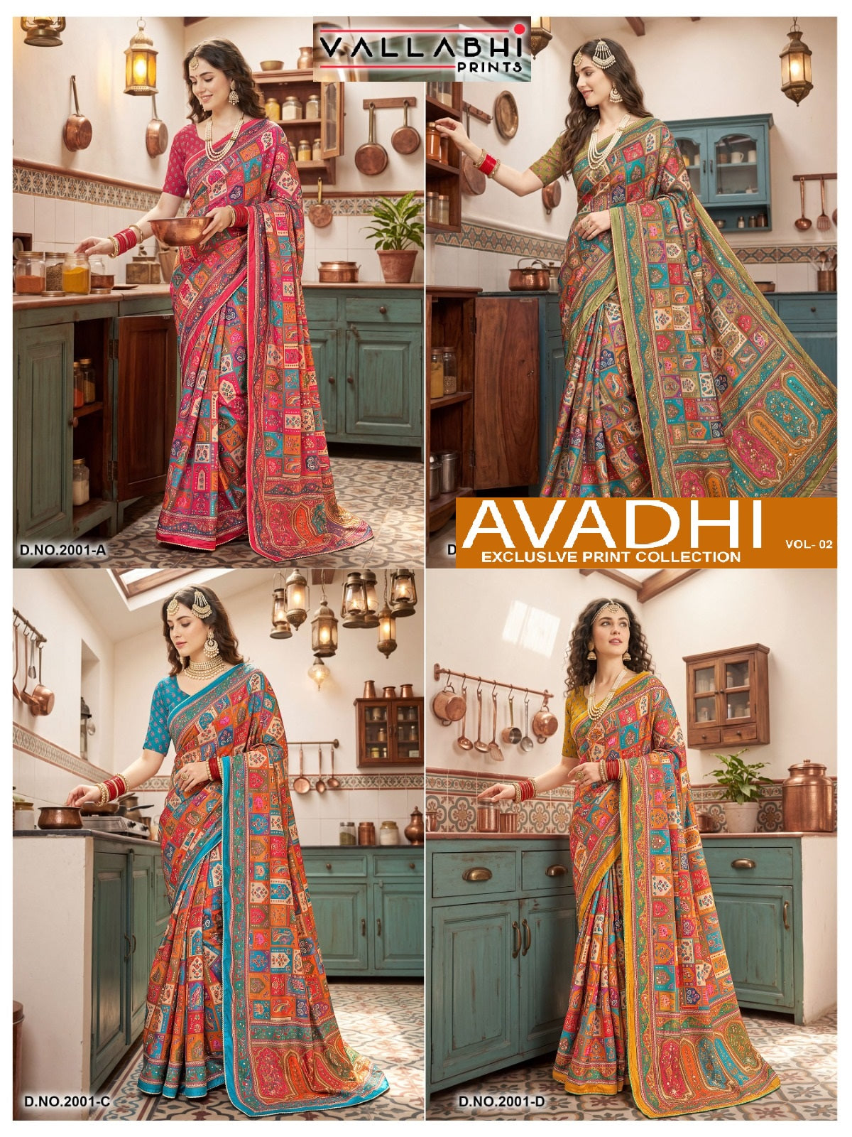 Avadhi Vol 2 Vallabhi Prints Chinon Sarees Supplier Gujarat
