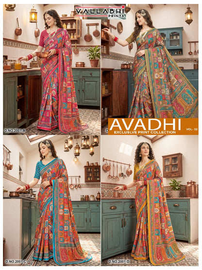 Avadhi Vol 2 Vallabhi Prints Chinon Sarees Supplier Gujarat