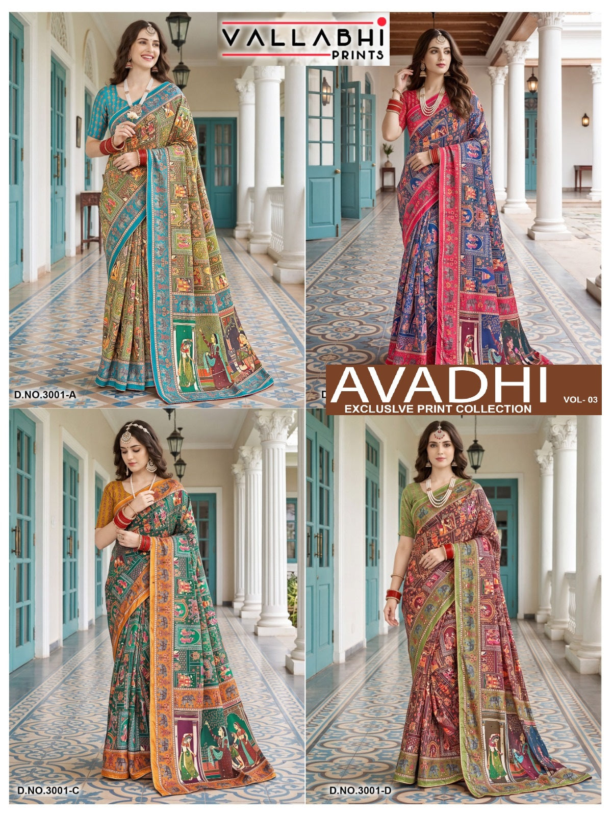Avadhi Vol 3 Vallabhi Prints Chinon Sarees Manufacturer Gujarat