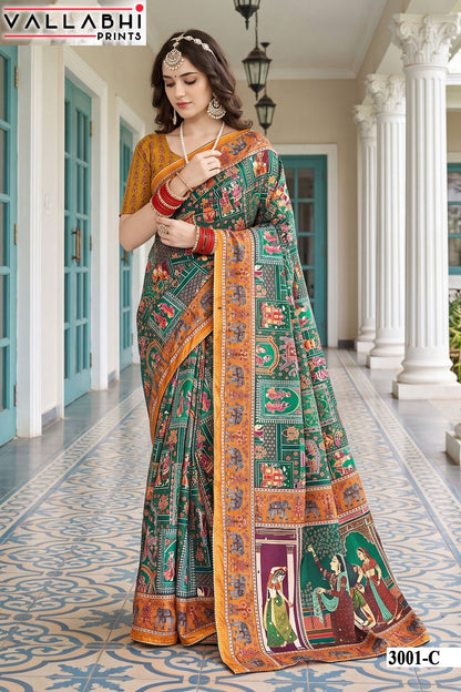 Avadhi Vol 3 Vallabhi Prints Chinon Sarees Manufacturer Gujarat
