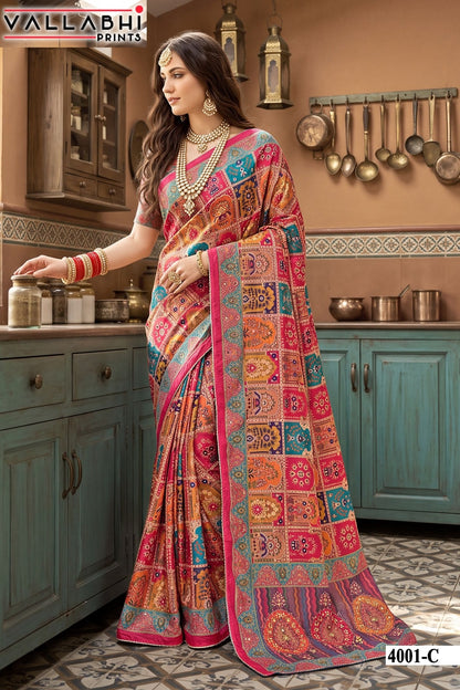 Avadhi Vol 4 Vallabhi Prints Chinon Sarees Wholesale Rate