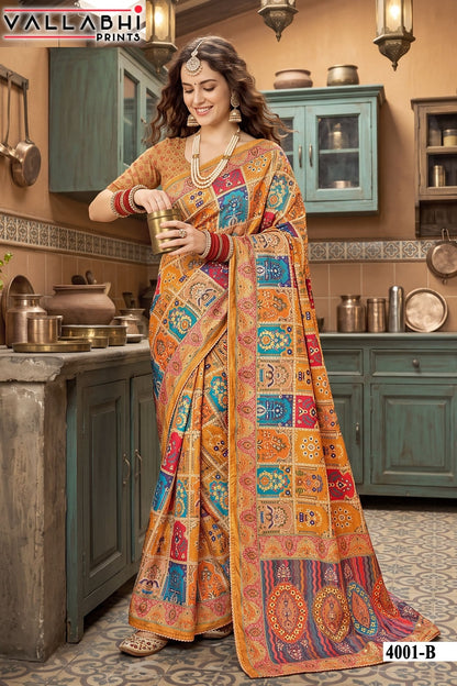 Avadhi Vol 4 Vallabhi Prints Chinon Sarees Wholesale Rate