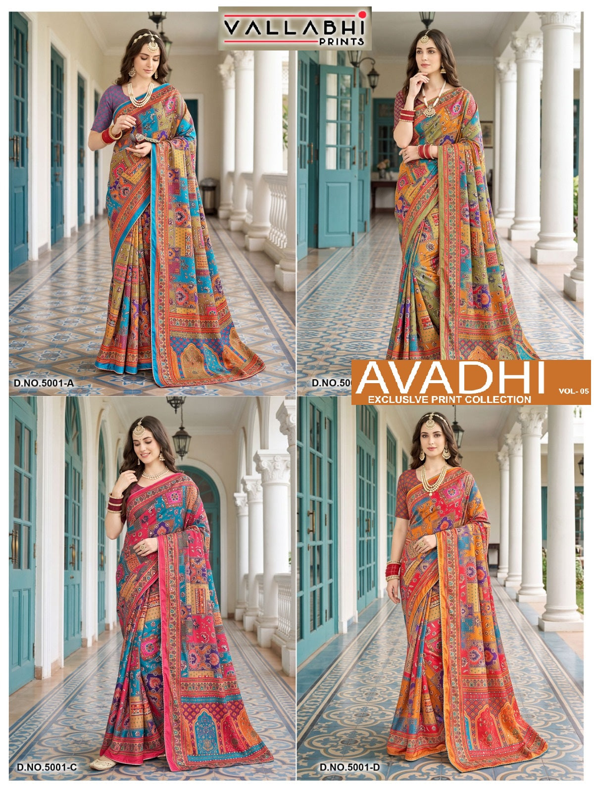 Avadhi Vol 5 Vallabhi Prints Chinnon Sarees Exporter Gujarat