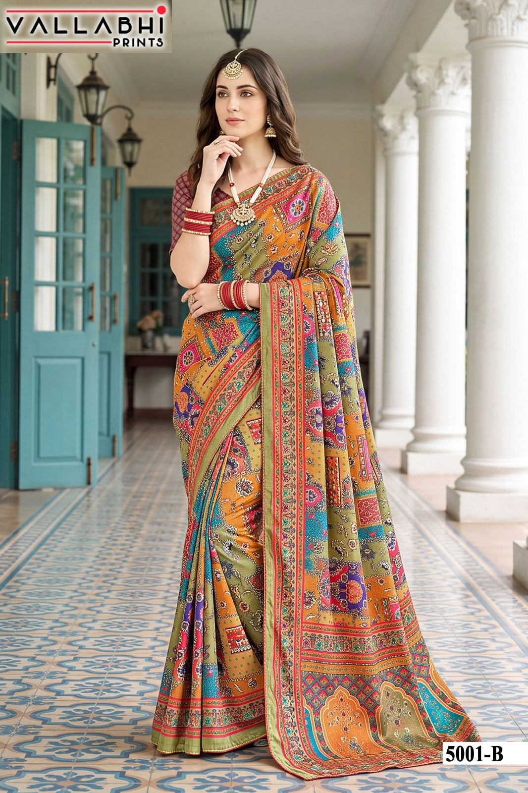 Avadhi Vol 5 Vallabhi Prints Chinnon Sarees Exporter Gujarat