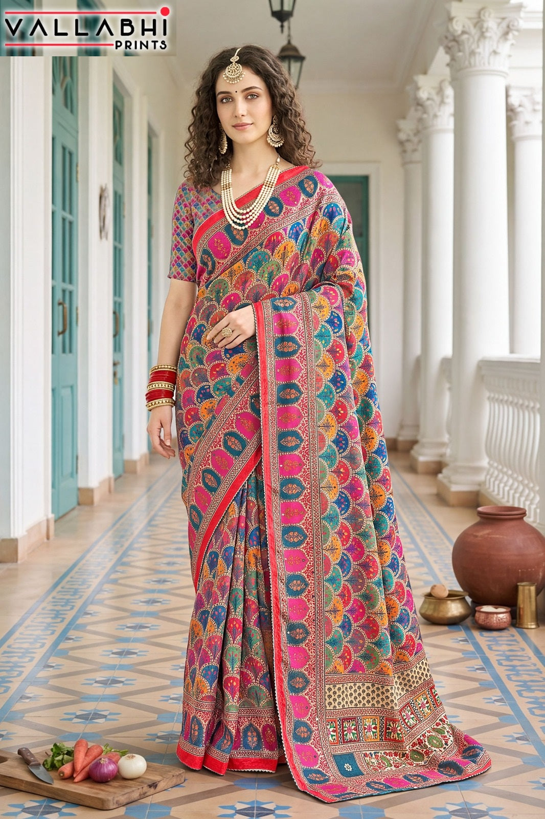 Avadhi Vol 6 Vallabhi Prints Chinnon Sarees Supplier Gujarat