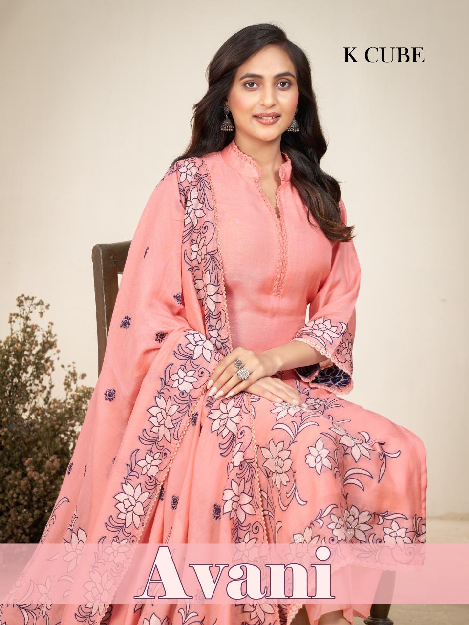 Avani K Cube Chanderi Pant Style Suits Supplier Ahmedabad