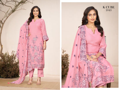Avani K Cube Chanderi Pant Style Suits Supplier Ahmedabad