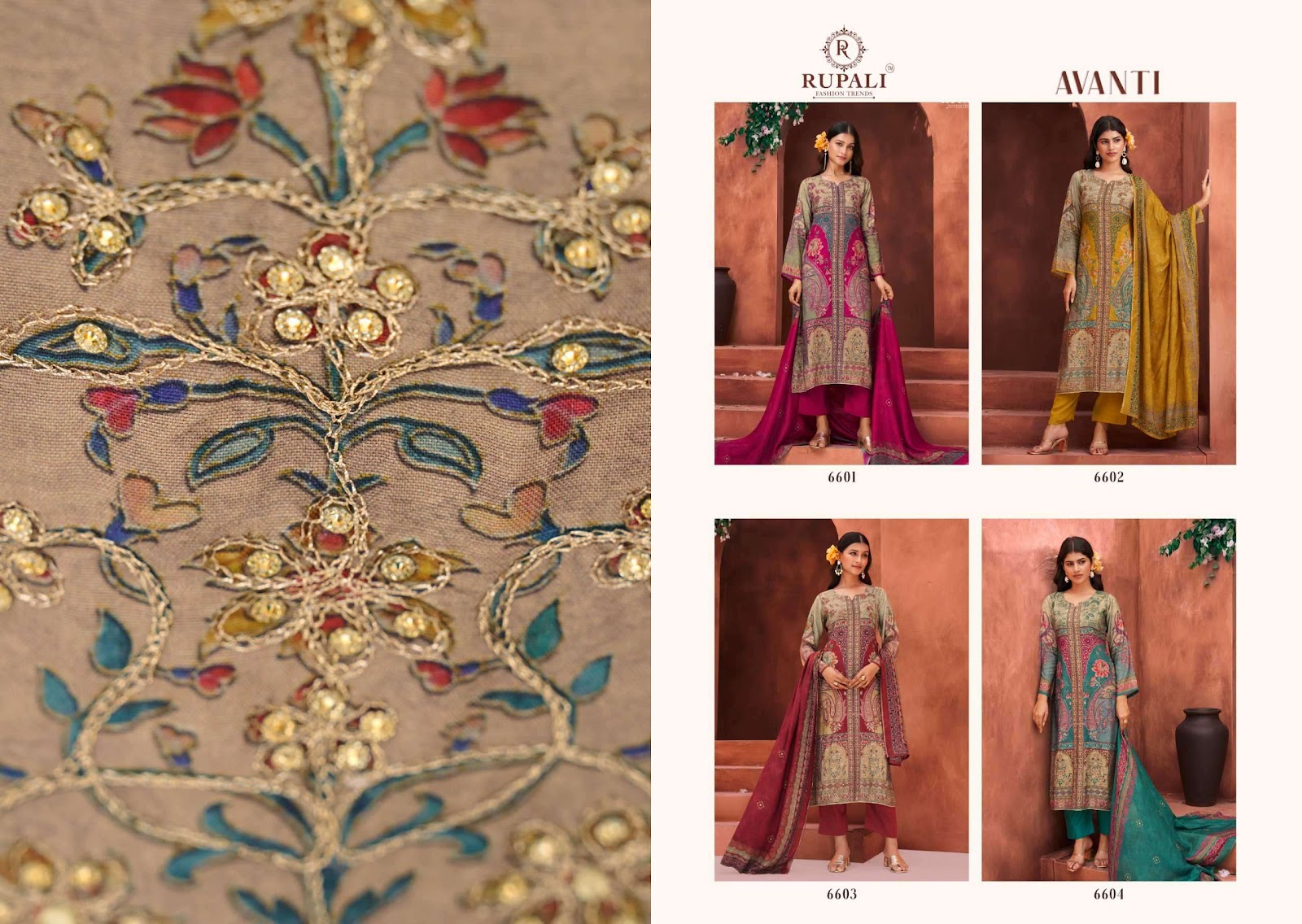 Avanti Rupali Viscose Pant Style Suits Wholesaler India