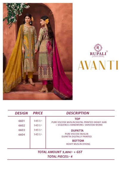 Avanti Rupali Viscose Pant Style Suits Wholesaler India