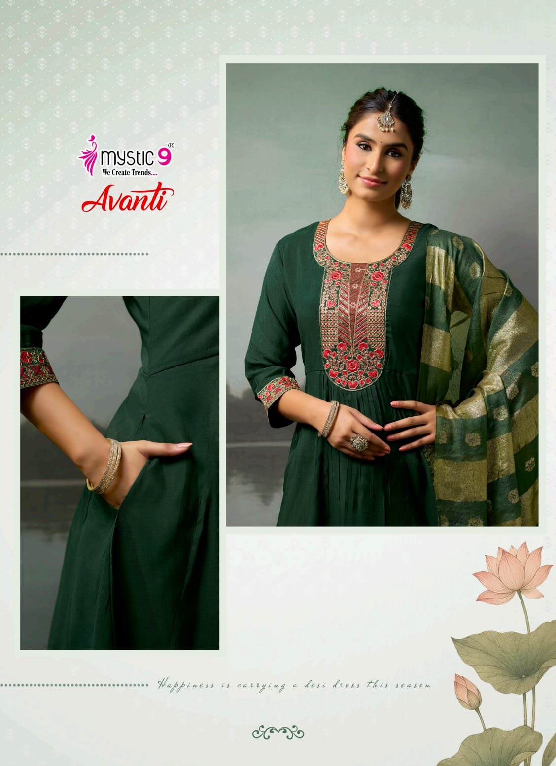 Avanti Vol 1 Mystic 9 Chanderi Readymade Anarkali Suits Wholesaler
