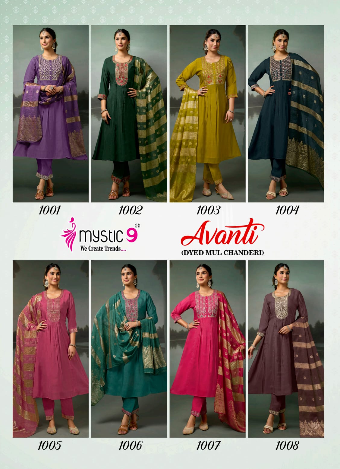 Avanti Vol 1 Mystic 9 Chanderi Readymade Anarkali Suits Wholesaler