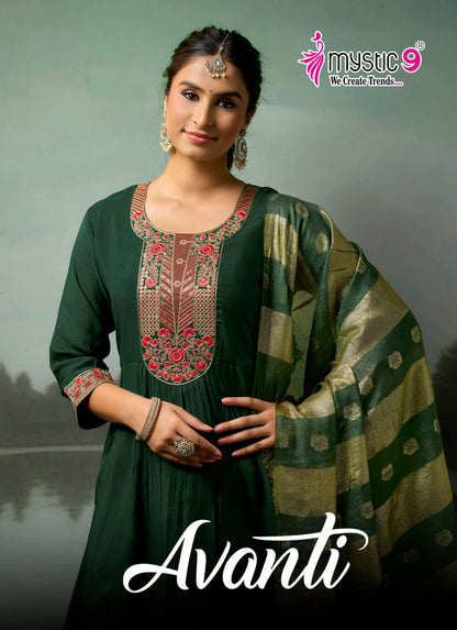 Avanti Vol 1 Mystic 9 Chanderi Readymade Anarkali Suits Wholesaler
