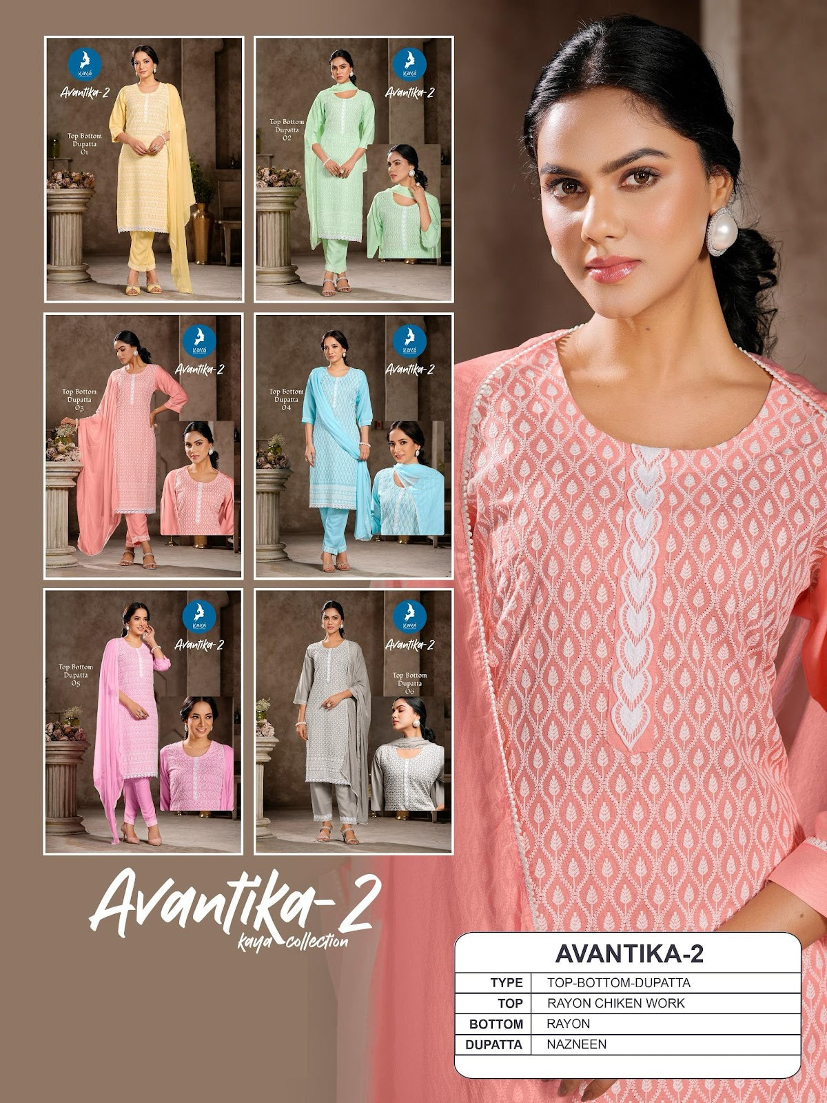Avantika 2 Kaya Rayon Readymade Suits Wholesale Price