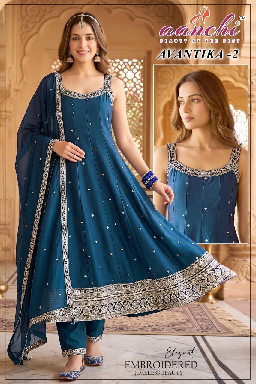 Avantika Aanchi Vichitra Silk Readymade Anarkali Suits Exporter India