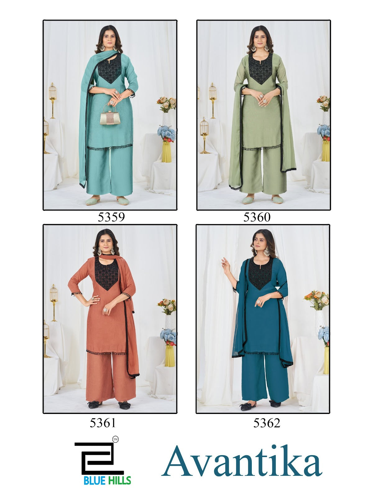 Avantika Blue Hills Rangoli Readymade Plazzo Style Suits Wholesale Price