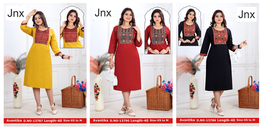 Avantika Jnx Cotton Straight Cut Kurtis Wholesaler Ahmedabad