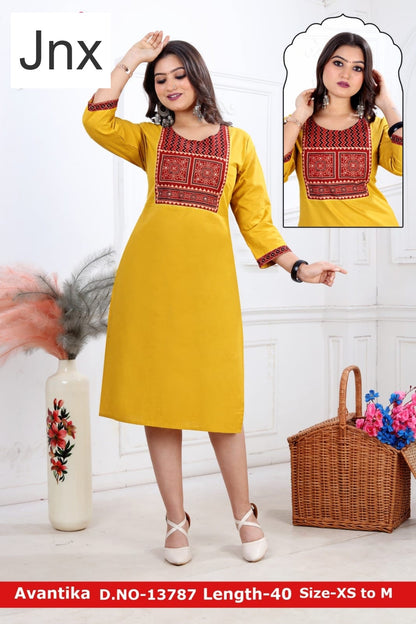 Avantika Jnx Cotton Straight Cut Kurtis Wholesaler Ahmedabad