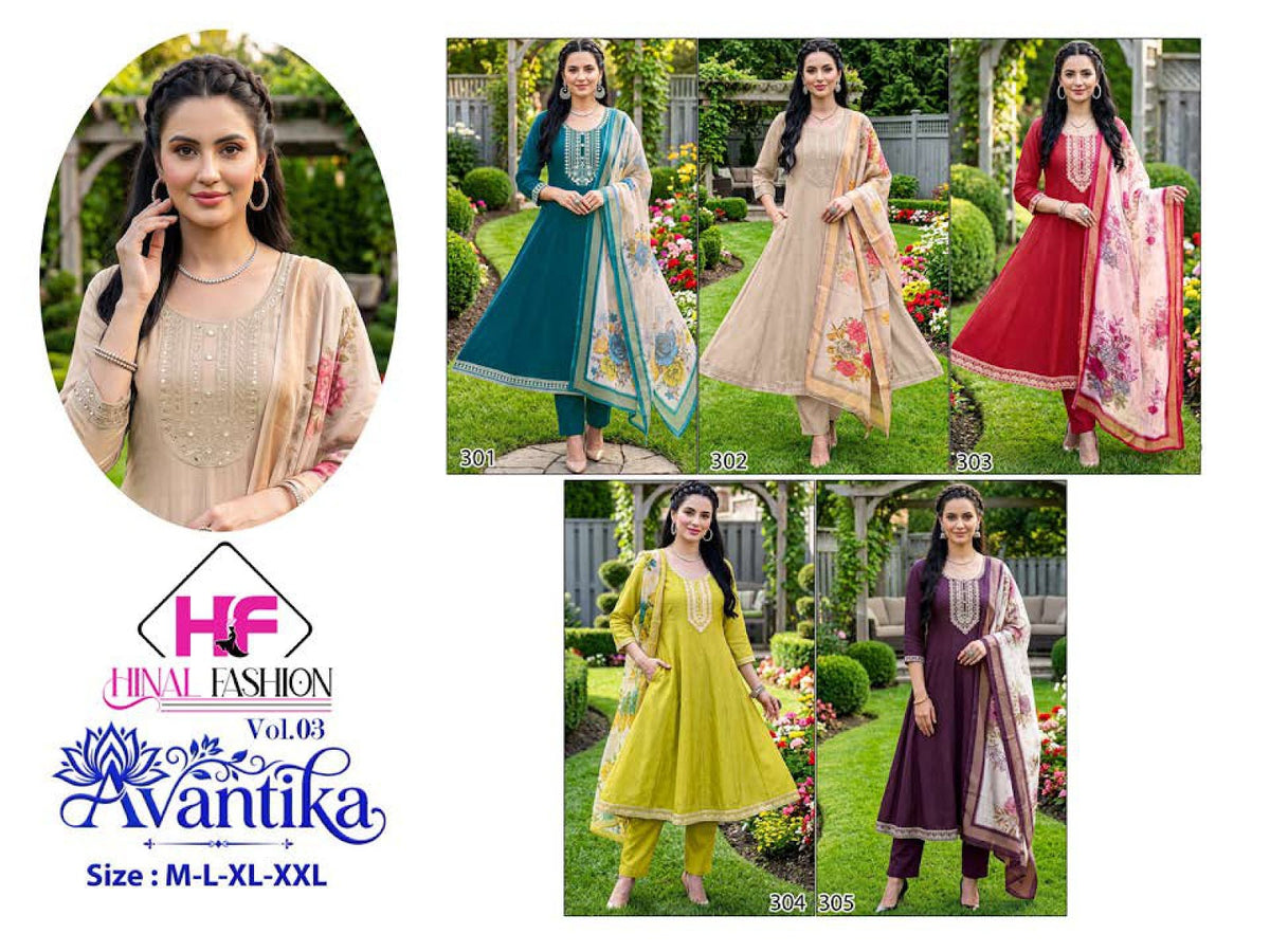 Avantika Vol 3 Hinal Fashion Vatican Readymade Anarkali Suits Manufacturer India