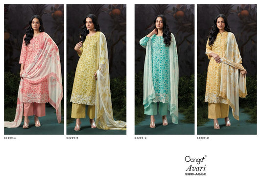 Avari 3209 Ganga Premium Cotton Plazzo Style Suits Manufacturer Gujarat
