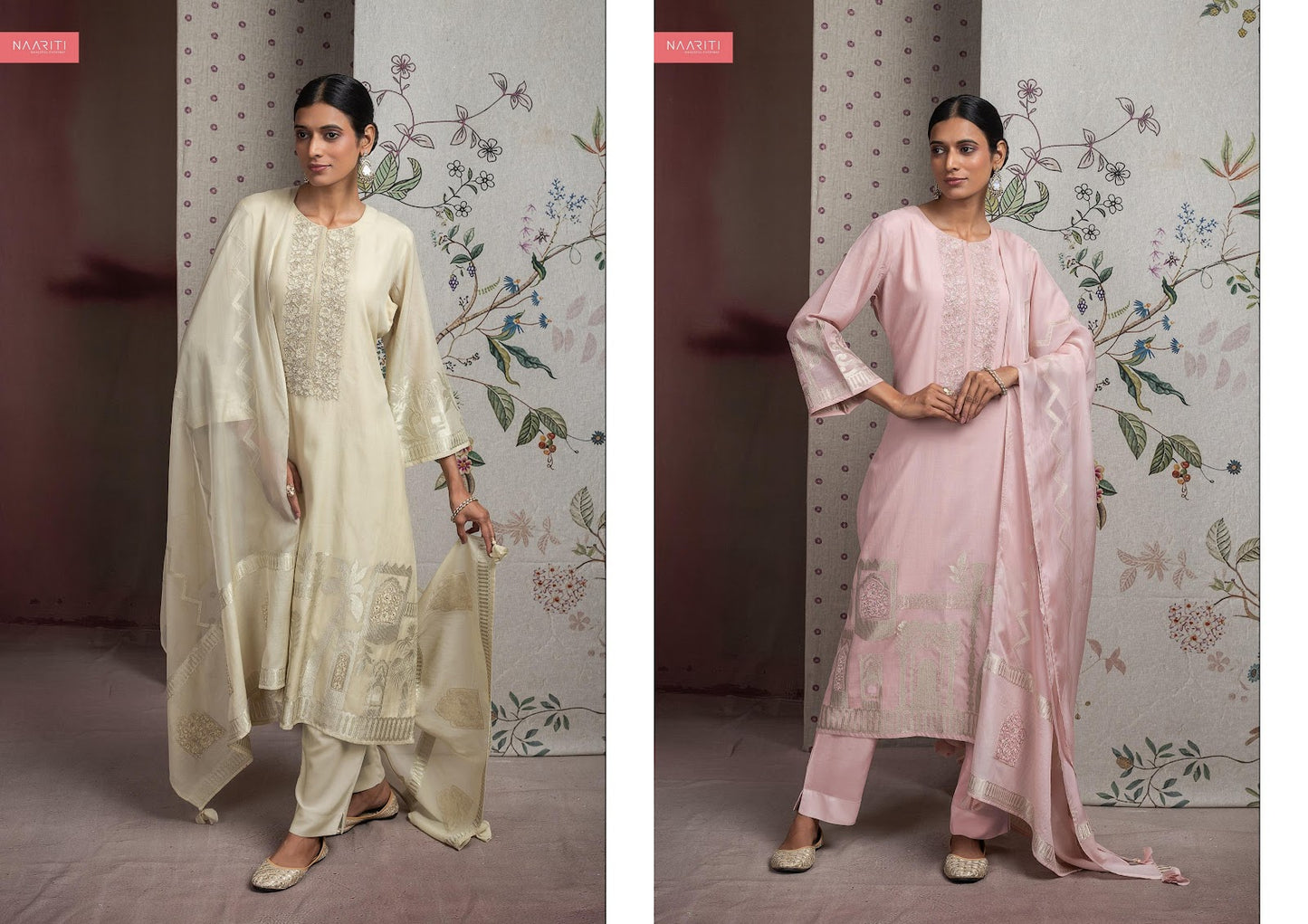 Aveev Naariti Mul Chanderi Pant Style Suits Supplier Gujarat