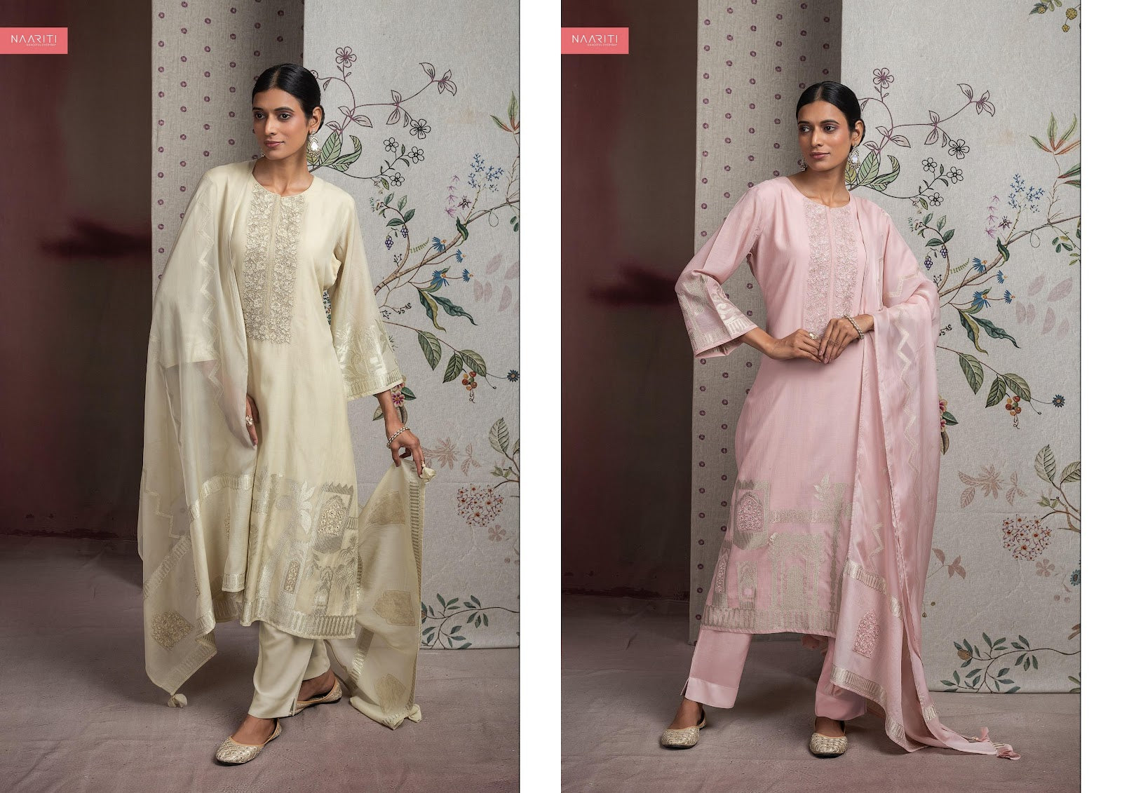 Aveev Naariti Mul Chanderi Pant Style Suits Supplier Gujarat