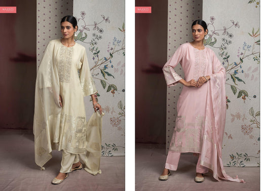 Aveev Naariti Mul Chanderi Pant Style Suits Supplier Gujarat