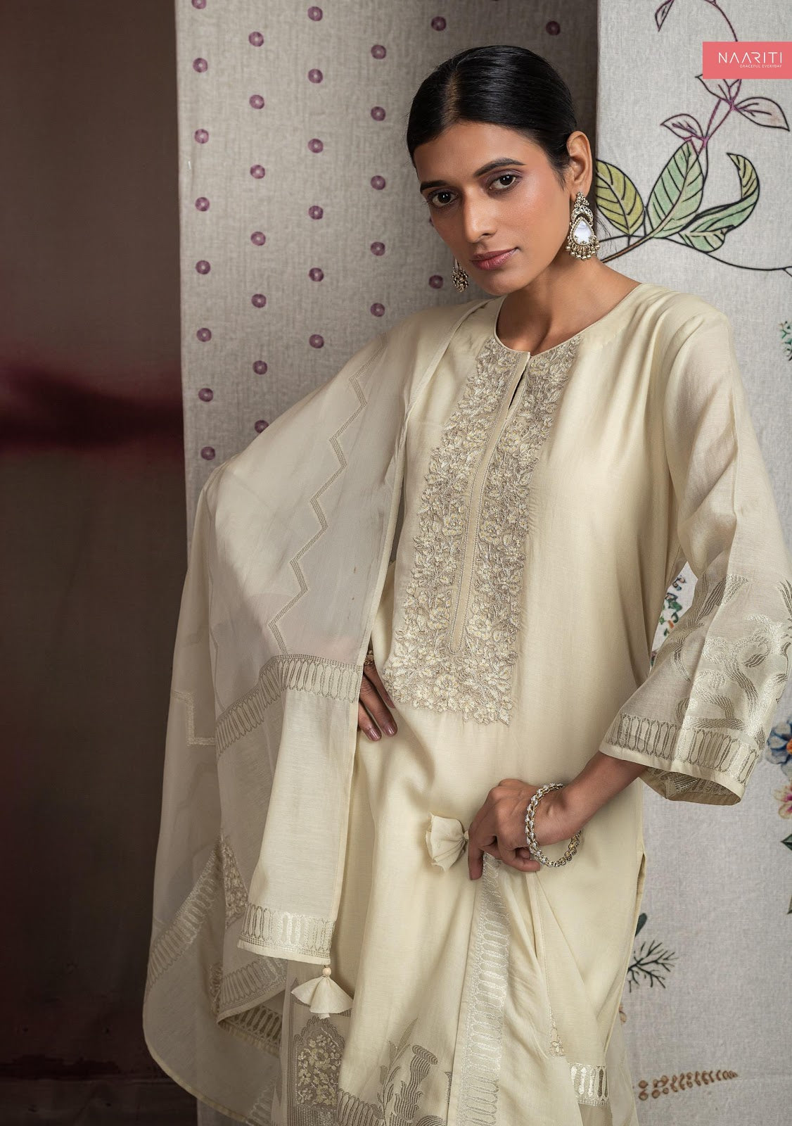 Aveev Naariti Mul Chanderi Pant Style Suits Supplier Gujarat