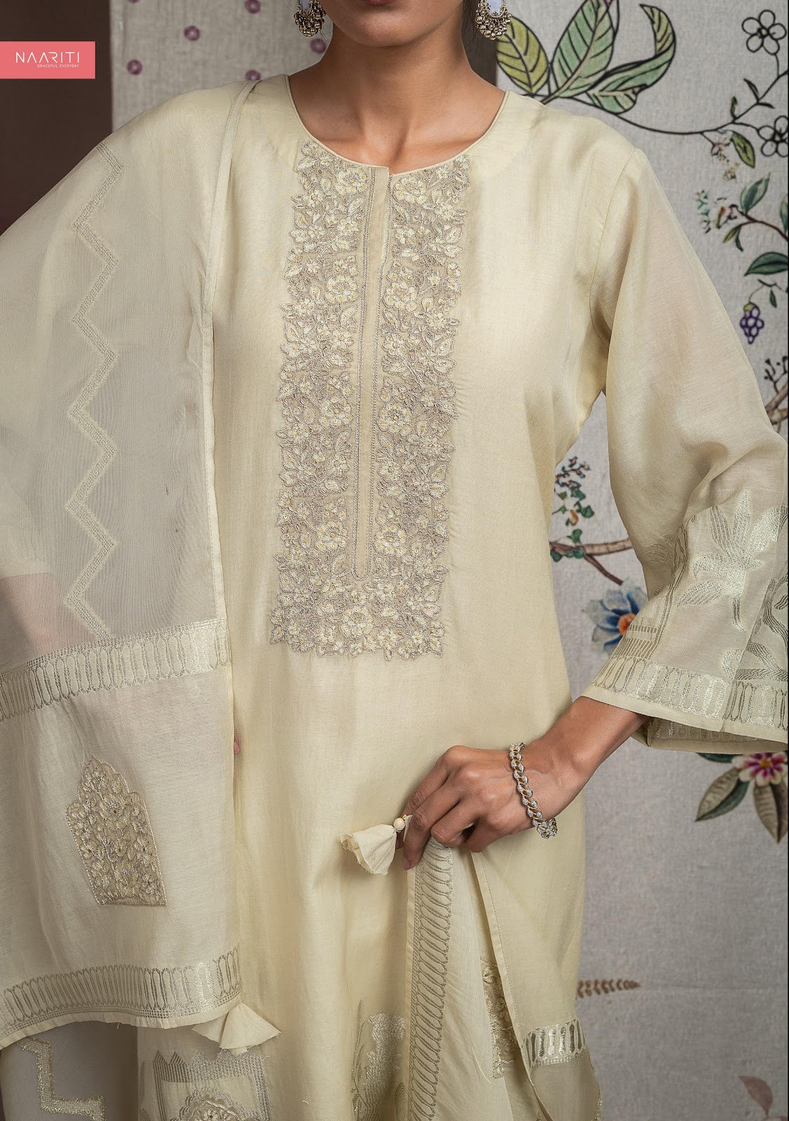 Aveev Naariti Mul Chanderi Pant Style Suits Supplier Gujarat