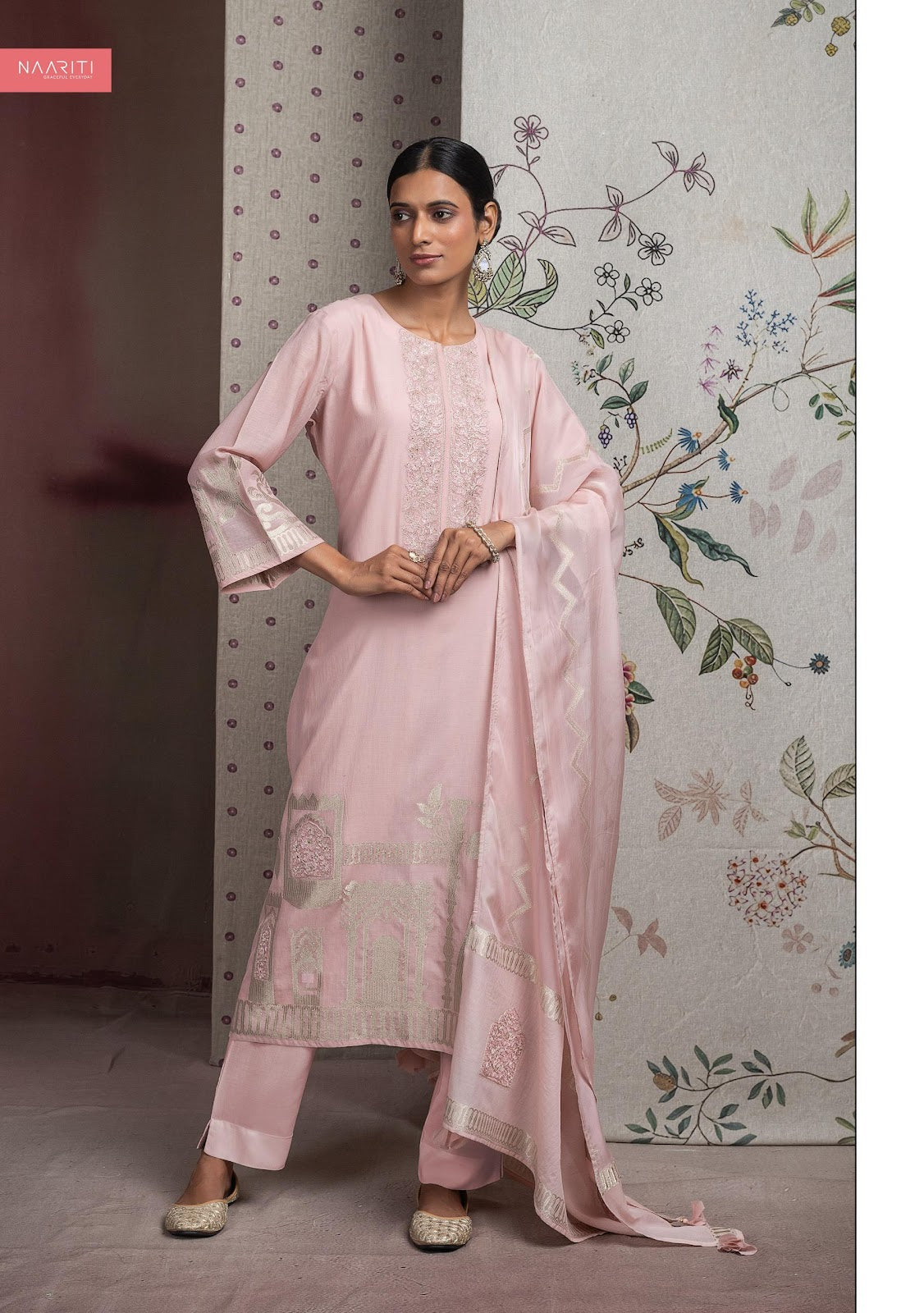 Aveev Naariti Mul Chanderi Pant Style Suits Supplier Gujarat