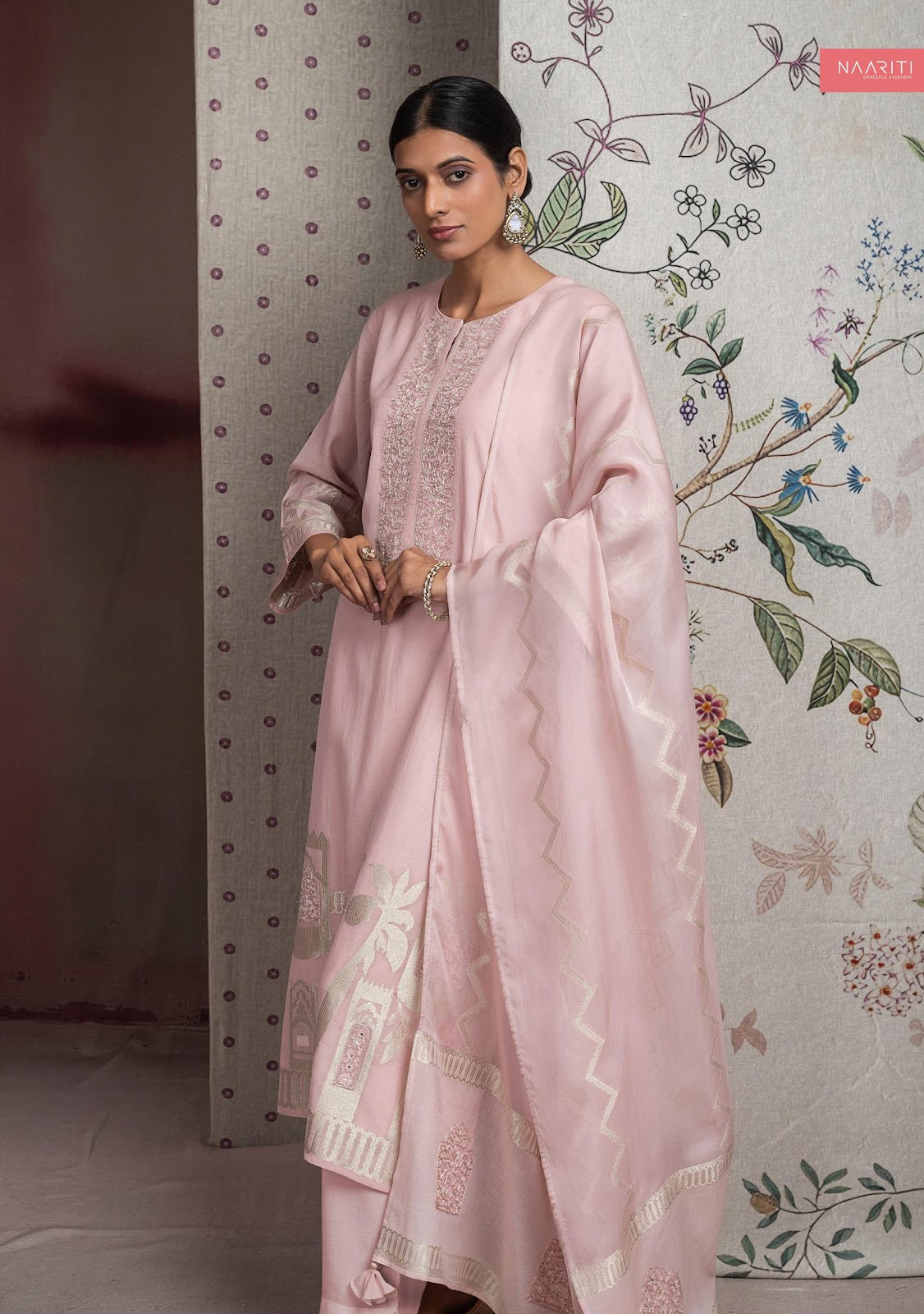 Aveev Naariti Mul Chanderi Pant Style Suits Supplier Gujarat