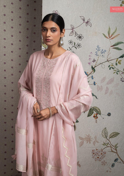 Aveev Naariti Mul Chanderi Pant Style Suits Supplier Gujarat