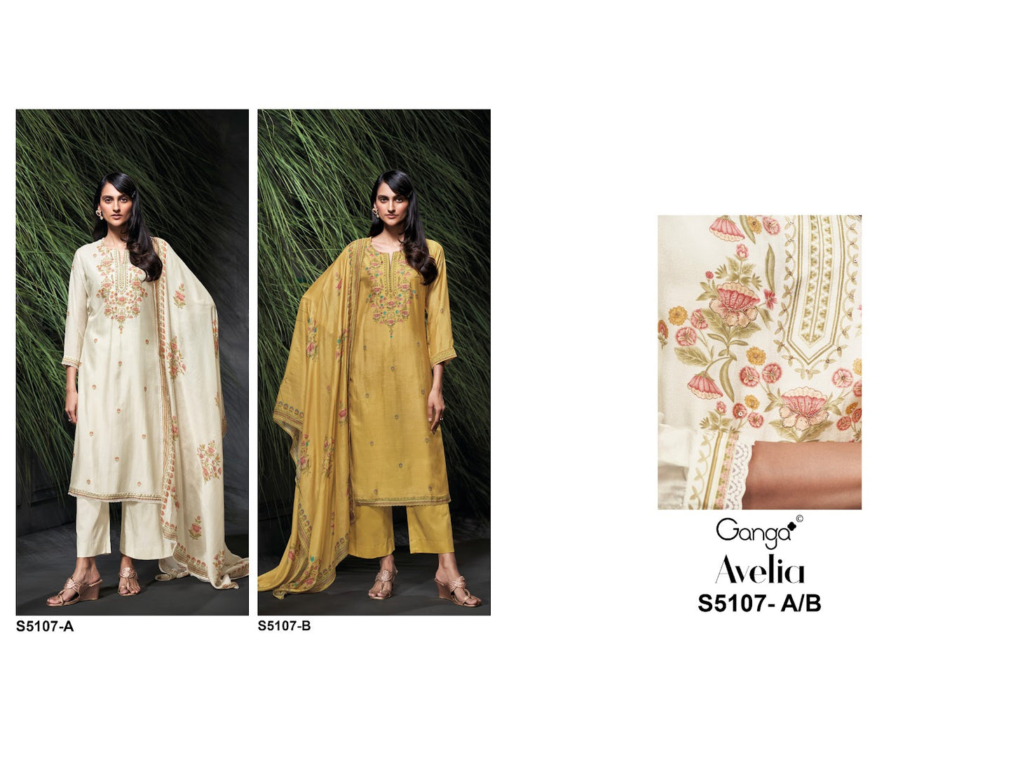 Avelia S5107 Ganga Bemberg Silk Pant Style Suits Wholesaler Gujarat