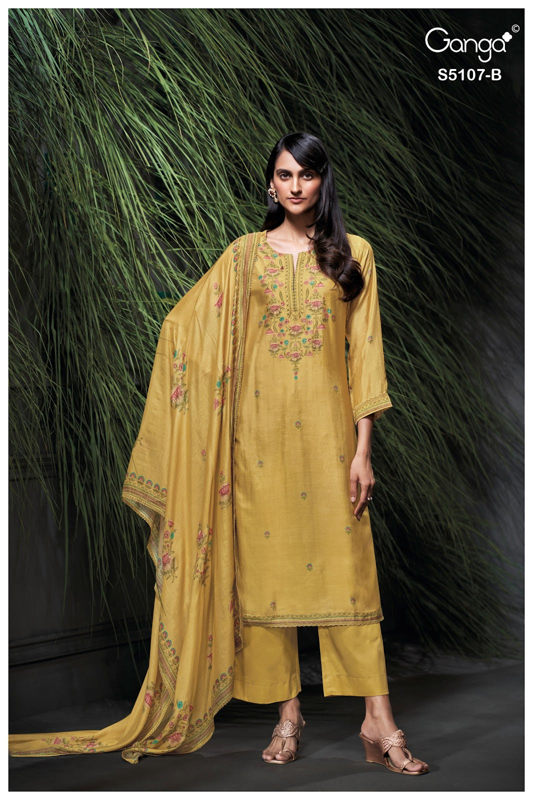 Avelia S5107 Ganga Bemberg Silk Pant Style Suits Wholesaler Gujarat