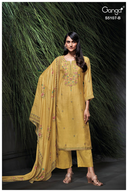 Avelia S5107 Ganga Bemberg Silk Pant Style Suits Wholesaler Gujarat