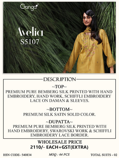 Avelia S5107 Ganga Bemberg Silk Pant Style Suits Wholesaler Gujarat