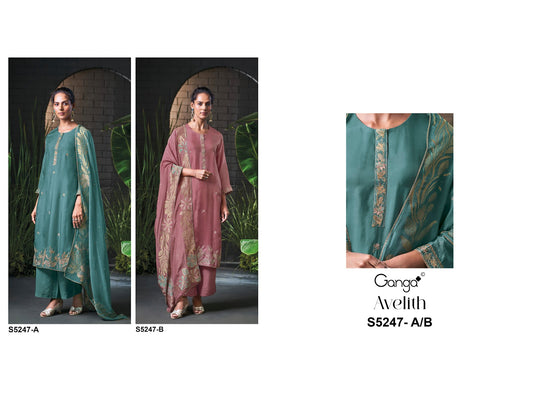 Avelith S5247 Ganga Habutai Silk Plazzo Style Suits Supplier Ahmedabad