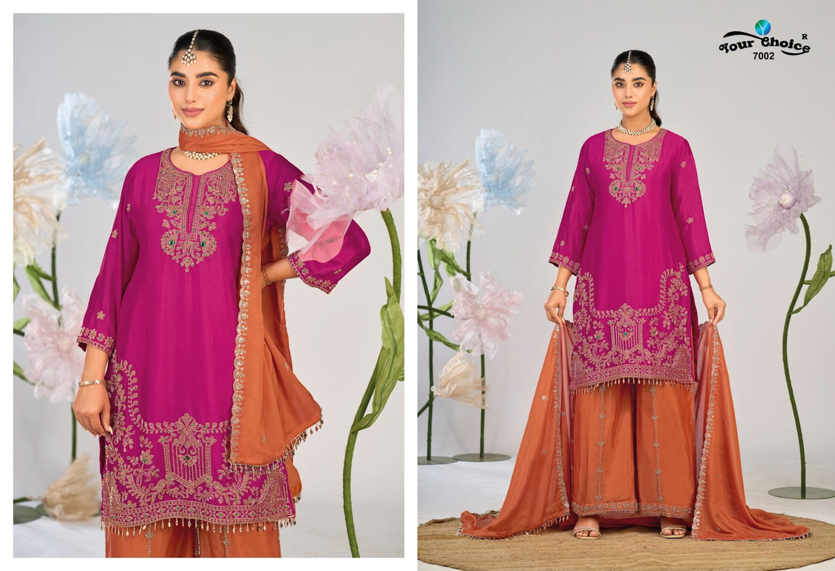 Aven Your Choice Chinon Pakistani Readymade Suits Supplier
