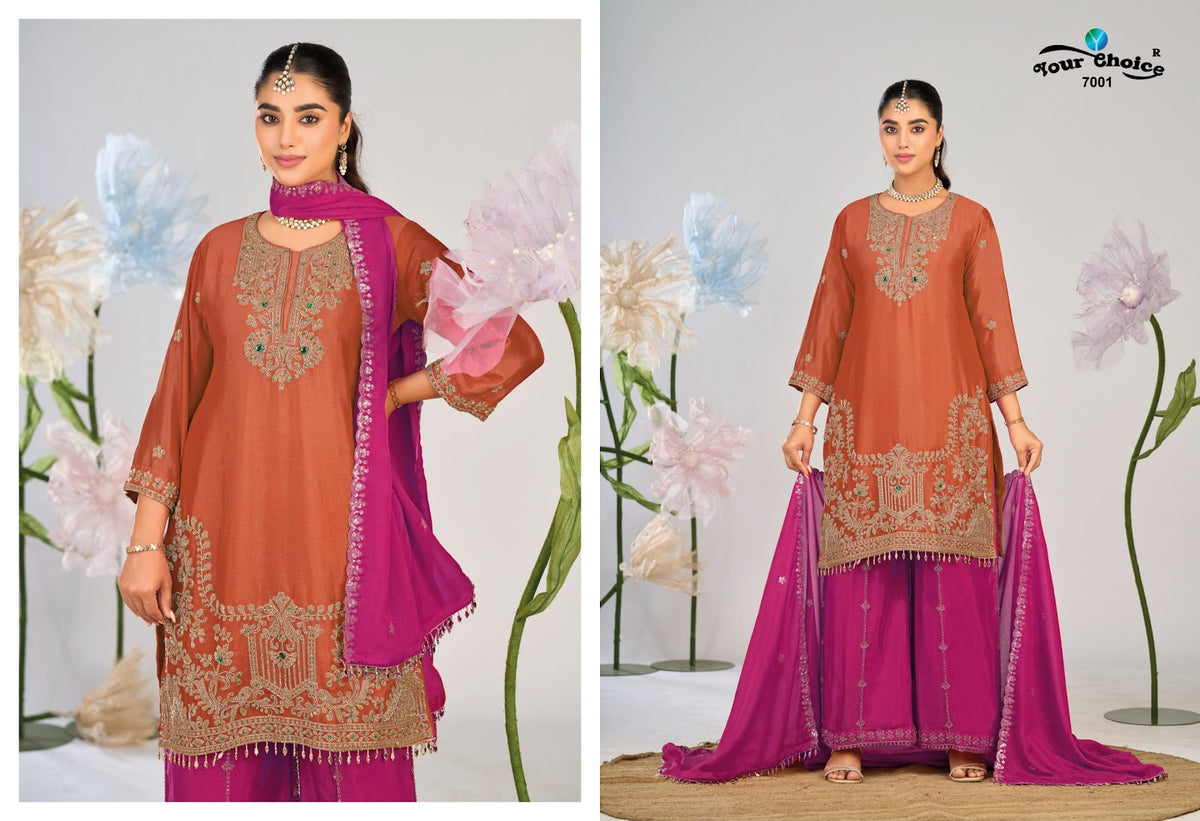 Aven Your Choice Chinon Pakistani Readymade Suits Supplier