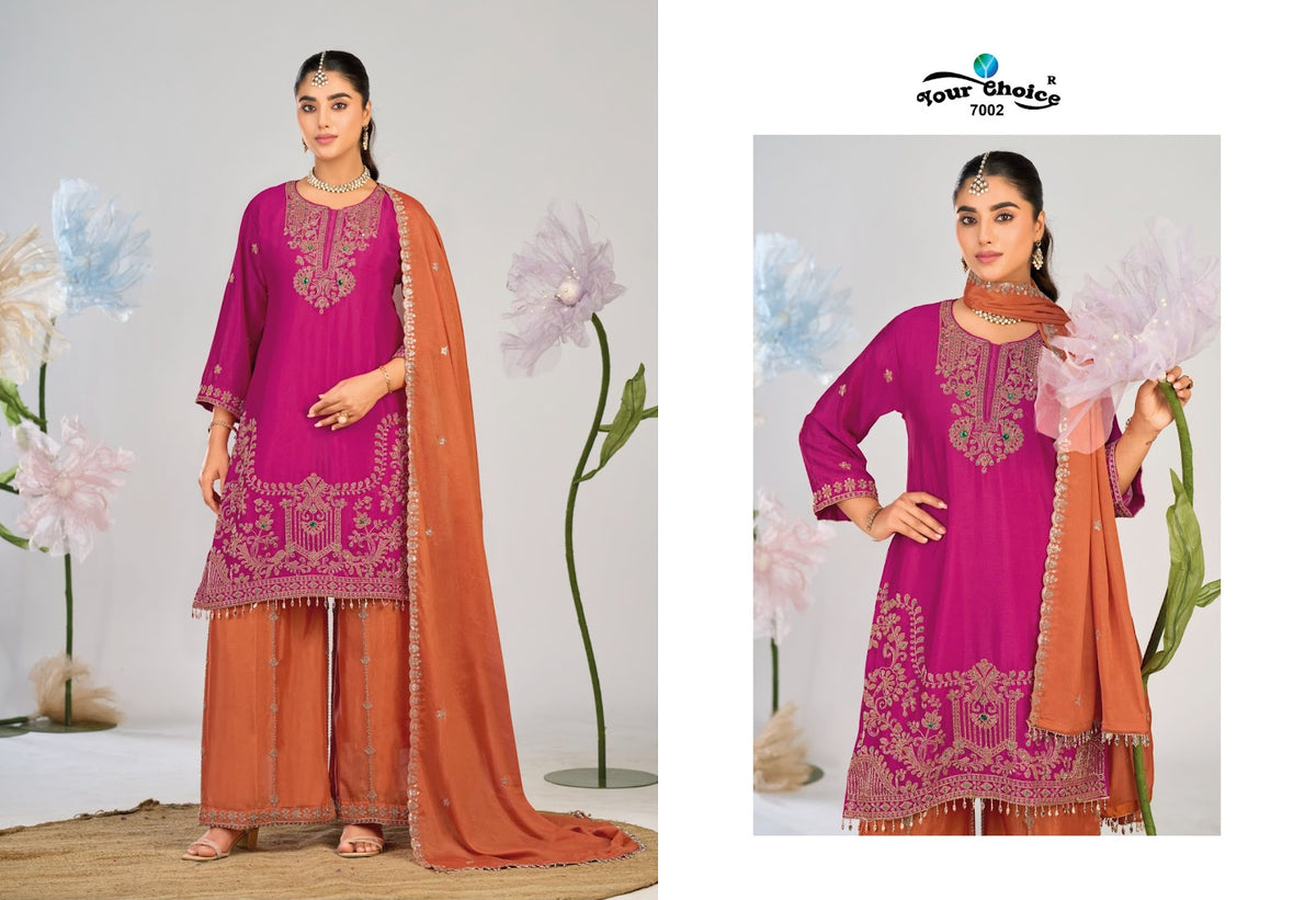 Aven Your Choice Chinon Pakistani Readymade Suits Supplier