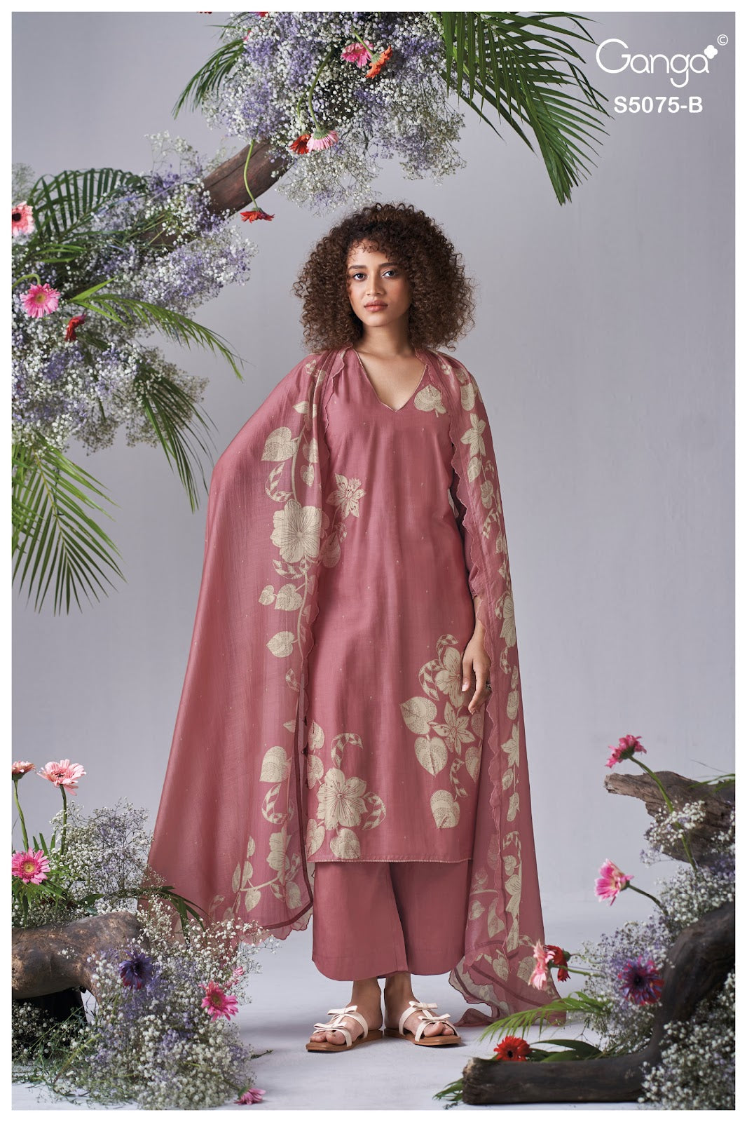 Avena S5075 Ganga Bemberg Silk Plazzo Style Suits Supplier Gujarat