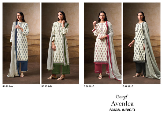Avenlea 3638 Ganga Pure Cotton Pant Style Suits Wholesaler Ahmedabad