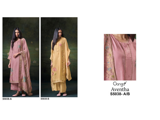 Aventha S5038 Ganga Habutai Silk Plazzo Style Suits Wholesaler