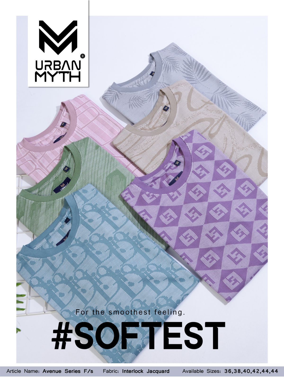 Avenue Series Urban Myth Jacquard Mens Tshirts Manufacturer Gujarat