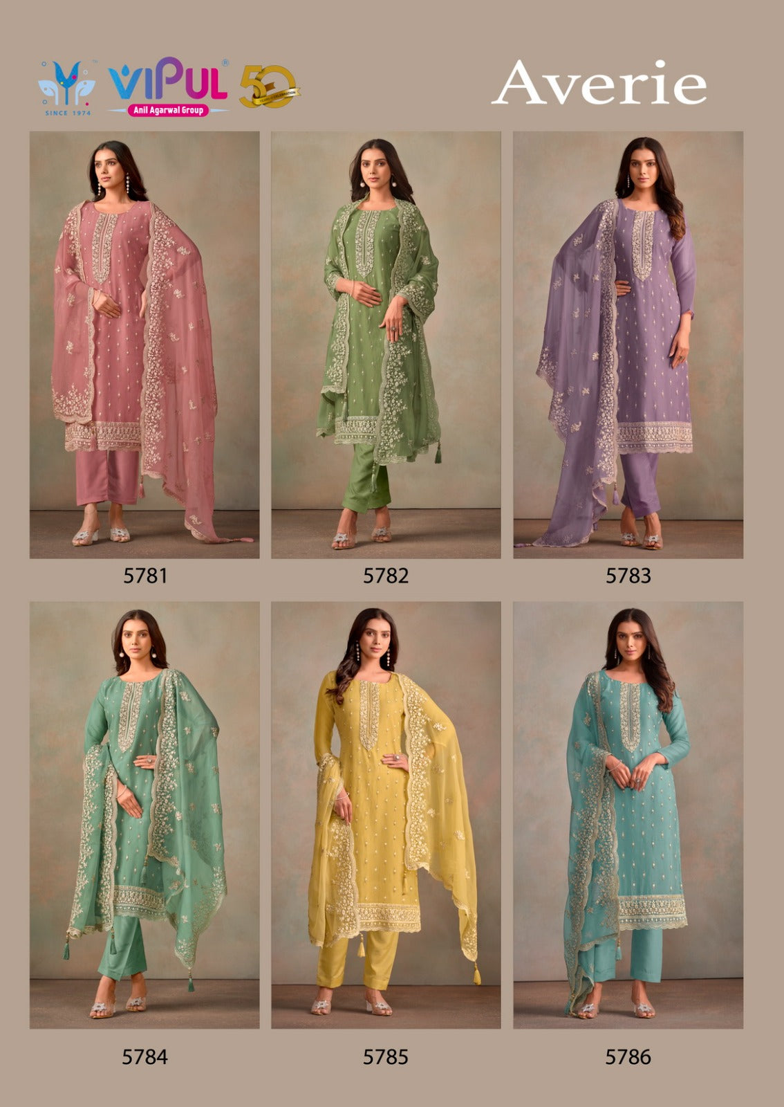 Averie Vipul Organza Pant Style Suits Manufacturer India