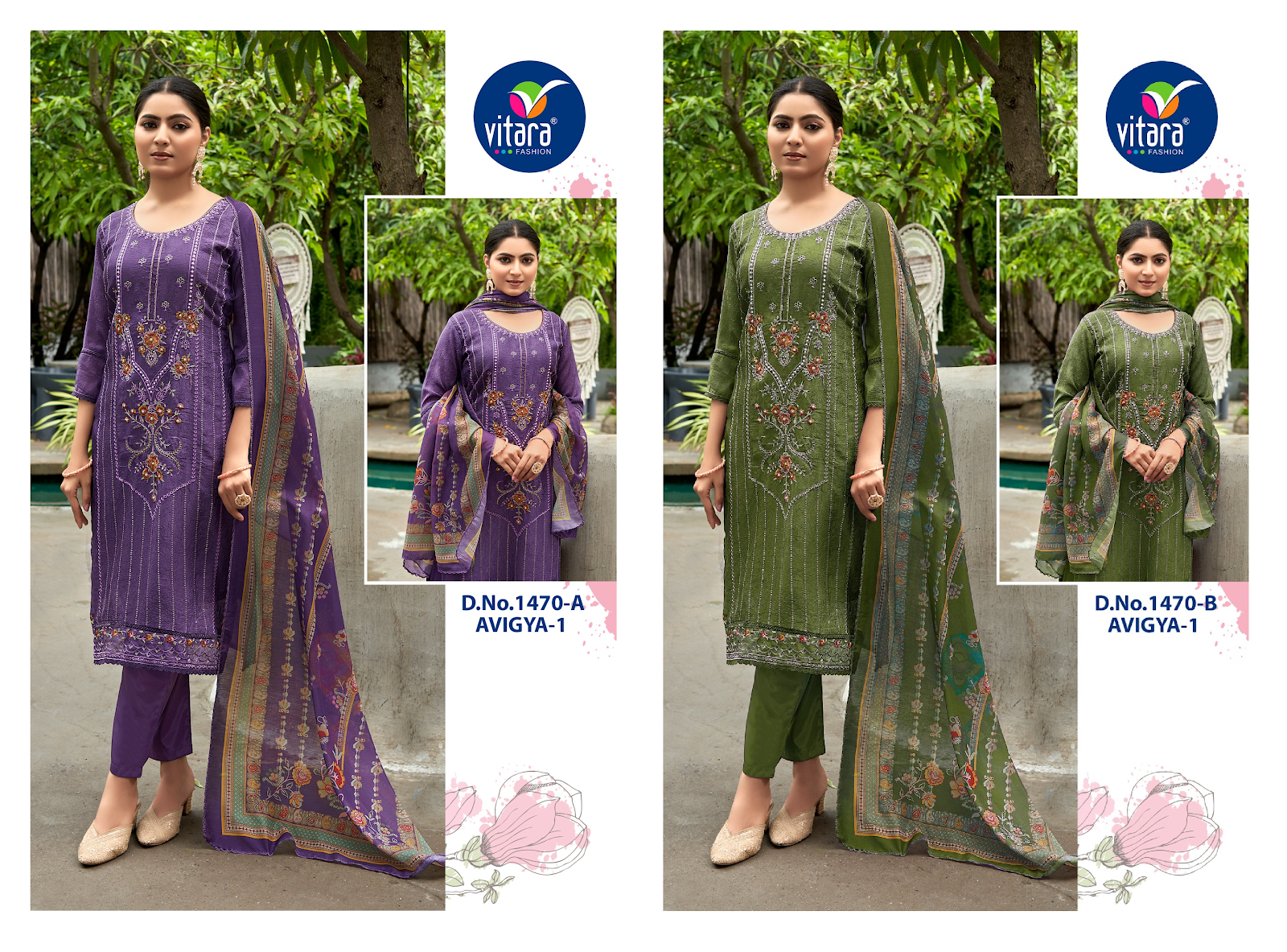 Avigya Vitara Crush Readymade Pant Style Suits Supplier