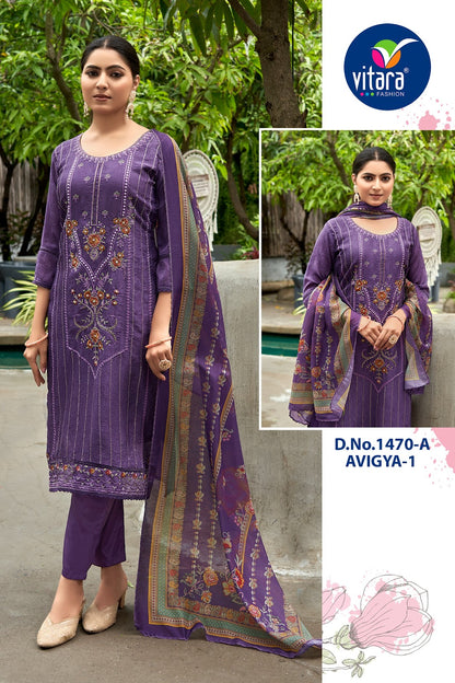 Avigya Vitara Crush Readymade Pant Style Suits Supplier