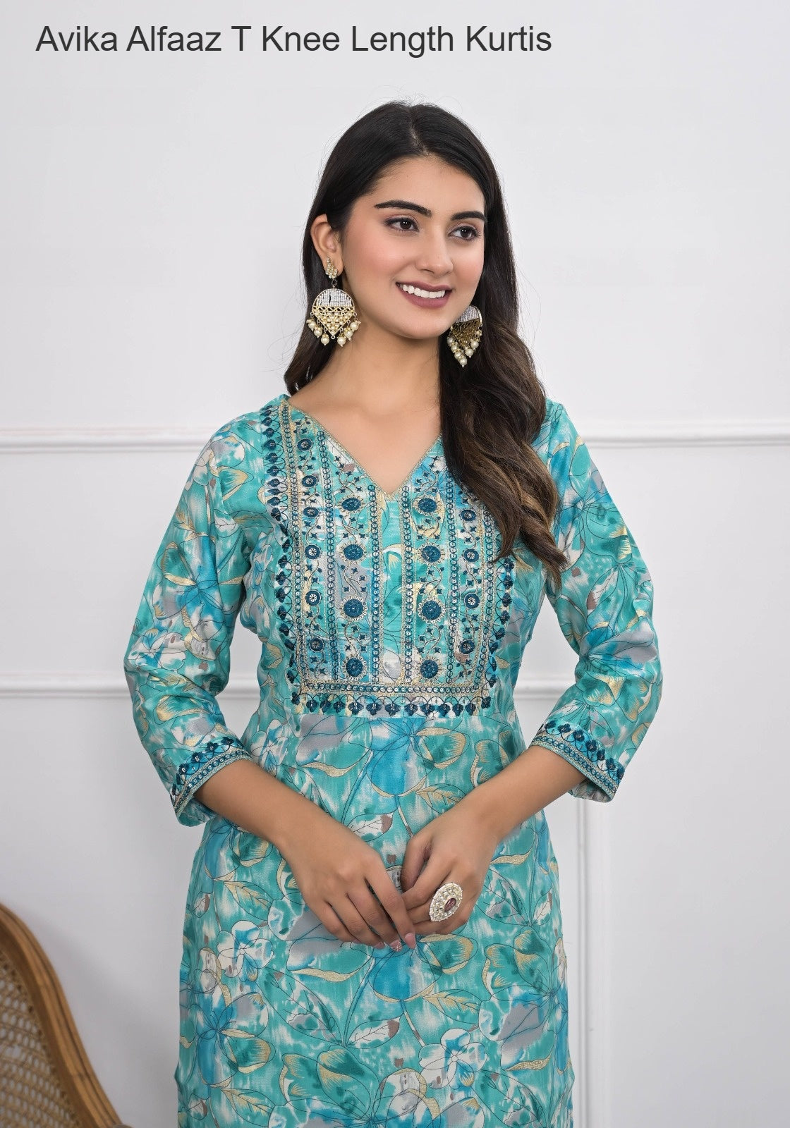 Avika Alfaaz T Chanderi Knee Length Kurtis Wholesaler Gujarat