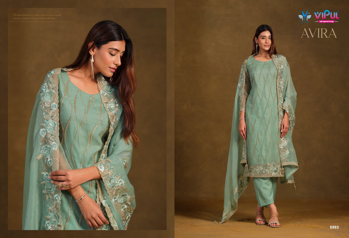 Avira Vipul Chiffon Pant Style Suits Manufacturer India
