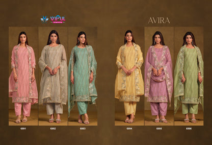 Avira Vipul Chiffon Pant Style Suits Manufacturer India