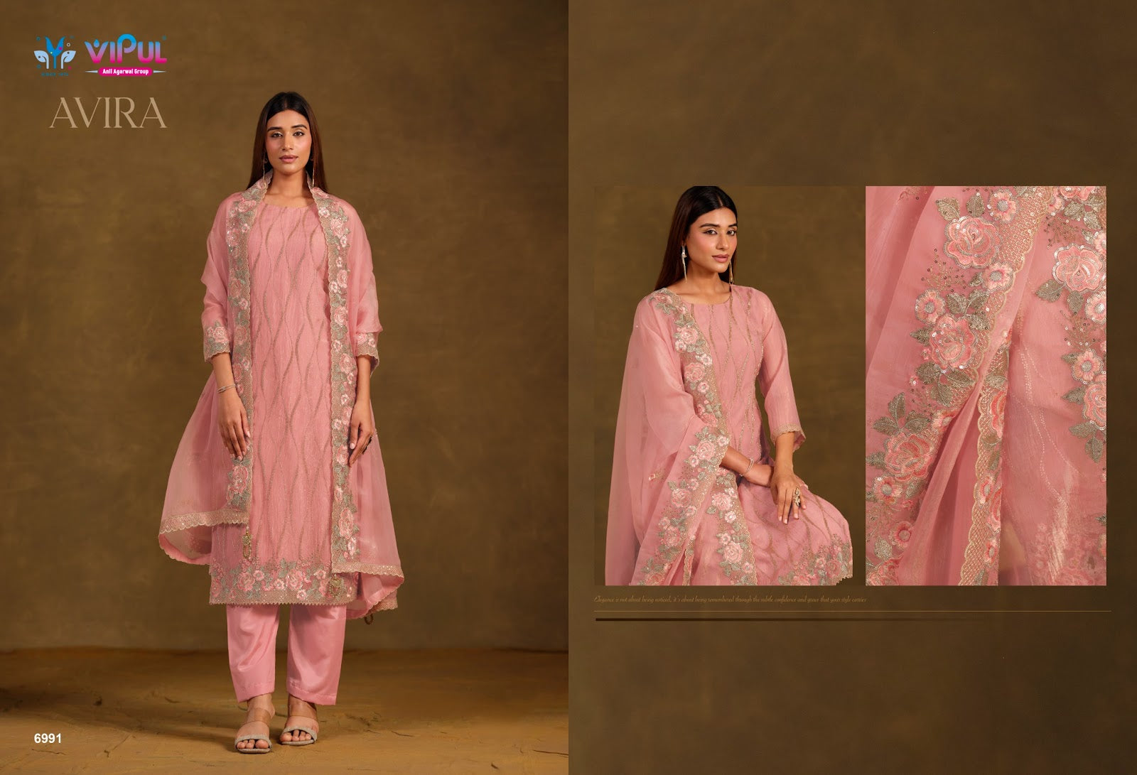 Avira Vipul Chiffon Pant Style Suits Manufacturer India